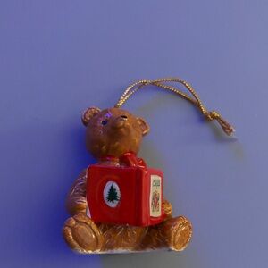 Vintage Schmid Japan Christmas Teddy Bear Ornament 2.5 in tall